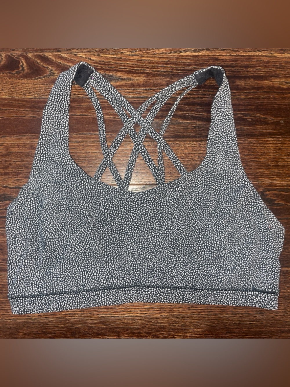 lululemon athletica Black and White Dotted Strappy Sports Bra